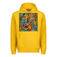 Lemon fall scarecrow seamless pattern Premium Hoodie - BundleAndBundleShop