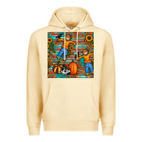 Pina Colada fall scarecrow seamless pattern Premium Hoodie - BundleAndBundleShop