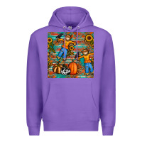 Purple fall scarecrow seamless pattern Premium Hoodie - BundleAndBundleShop