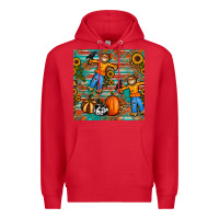 Red fall scarecrow seamless pattern Premium Hoodie - BundleAndBundleShop