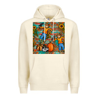 Sandshell fall scarecrow seamless pattern Premium Hoodie - BundleAndBundleShop