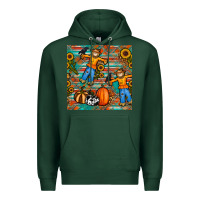 Sports Green fall scarecrow seamless pattern Premium Hoodie - BundleAndBundleShop
