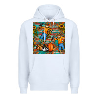 White fall scarecrow seamless pattern Premium Hoodie - BundleAndBundleShop