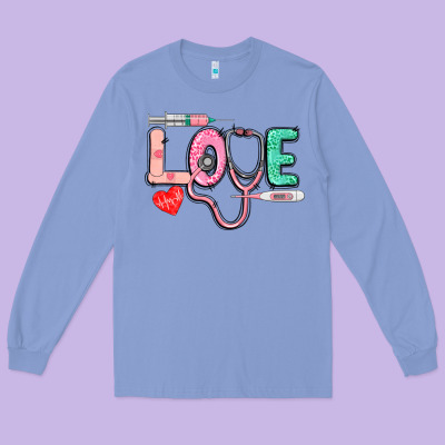 Love Nursing Long Sleeve Tee Designed By Cowgirlartshop
