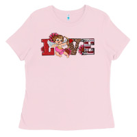 Bubblegum Pink valentine's day cupid sunflowers love Ladies Tee - RanaPortraitStore