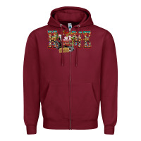 Burgundy home Christmas farm animals Zipper Hoodie - CowhideDigitalArt