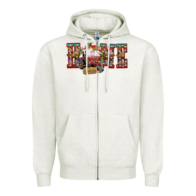 Home Christmas Farm Animals Zipper Hoodie by CowhideDigitalArt | Teevron