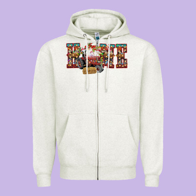 Home Christmas Farm Animals Zipper Hoodie Designed By Cowhidedigitalart