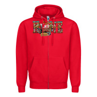 Red home Christmas farm animals Zipper Hoodie - CowhideDigitalArt