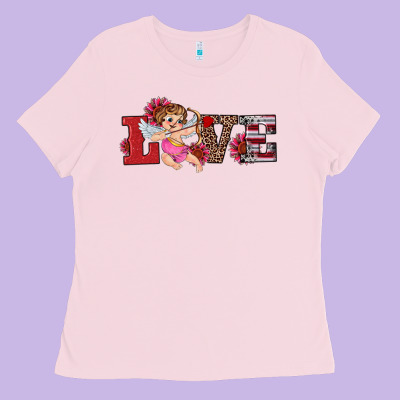 Valentine's Day Cupid Sunflowers Love Ladies Tee Designed By Ranaportraitstore