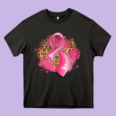Breast Cancer Awareness Ribbon With Glitter Pink L Heavy Core Tee Designed By Lillyallendesigns