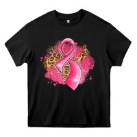Black breast cancer awareness ribbon with glitter pink l Heavy Core Tee - LillyAllenDesigns