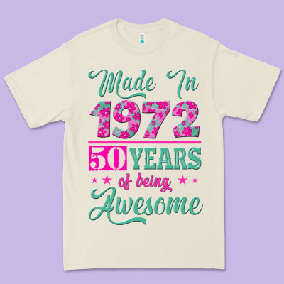 Made In 1972, 50 Years Of Being Awesome Premium Tee Designed By Jasminsmagicworld