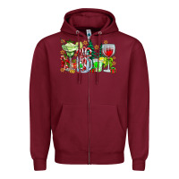Burgundy Christmas tequila Zipper Hoodie - CowhideDigitalArt