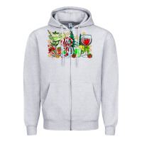 Heather Grey Christmas tequila Zipper Hoodie - CowhideDigitalArt