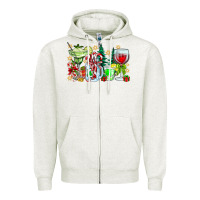Oatmeal Heather Christmas tequila Zipper Hoodie - CowhideDigitalArt