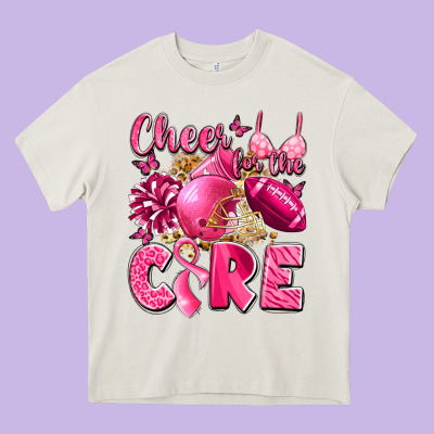 Cheer For The Cure Breast Cancer Heavy Core Tee Designed By Lillyallendesigns