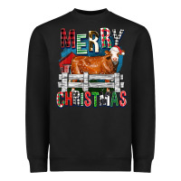 Black merry christmas simmental cow Heavyweight Sweatshirt - FaDigitalArtStudio