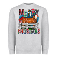 Heather Grey merry christmas simmental cow Heavyweight Sweatshirt - FaDigitalArtStudio