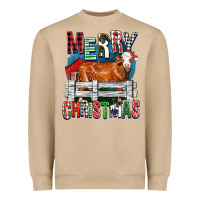 Mushroom merry christmas simmental cow Heavyweight Sweatshirt - FaDigitalArtStudio