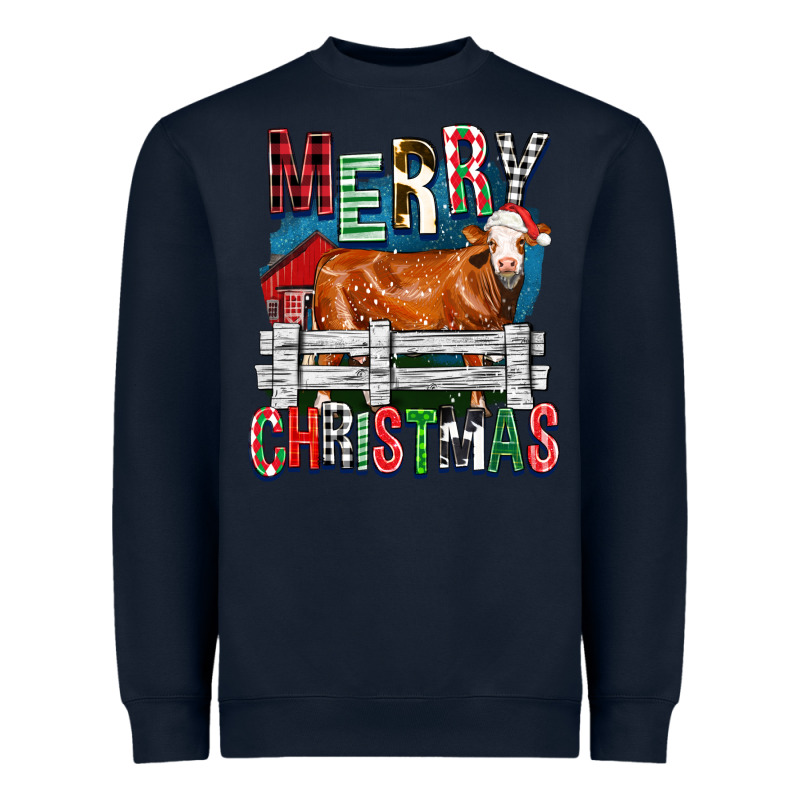 Merry Christmas Simmental Cow Heavyweight Sweatshirt by FaDigitalArtStudio | Teevron