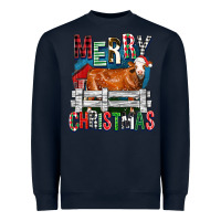Navy merry christmas simmental cow Heavyweight Sweatshirt - FaDigitalArtStudio