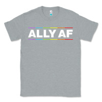 Heather Grey Ally AF Pride Rainbow Shirt  Proud LGBTQ Ally TShirt Classic Tee - minhPixels