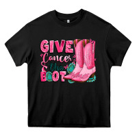 Black give cancer the boot Heavy Core Tee - LillyAllenDesigns