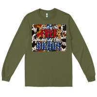 Army Green land of the free  th of july brushstroke Long Sleeve Tee - Jasminsmagicworld