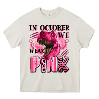 Cream in october we wear pink dinosaur Heavy Core Tee - LillyAllenDesigns