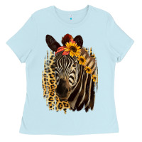 Baby Blue Zebra With Sunflowers Ladies Tee - Bettercallsaul