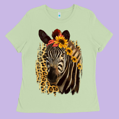 Zebra With Sunflowers Ladies Tee Designed By Bettercallsaul