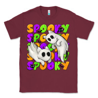 Burgundy Spooky with Ghost Cats Classic Tee - texasbilliewilder