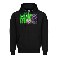 Black st patricks day mom gnome Zipper Hoodie - CowhideDigitalArt