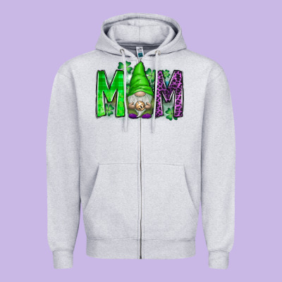 St Patricks Day Mom Gnome Zipper Hoodie Designed By Cowhidedigitalart