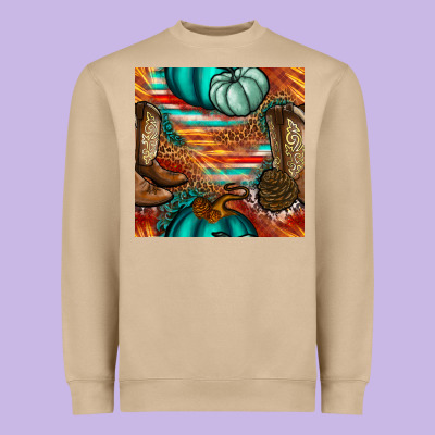 Western Thanksgiving Seamless Pattern Heavyweight Sweatshirt Designed By Bundleandbundleshop
