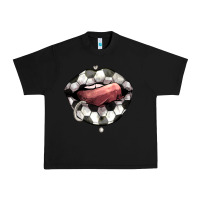 Black Soccer lips Urban Heavy Tee - HowdyJamesFarm