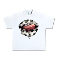 White Soccer lips Urban Heavy Tee - HowdyJamesFarm