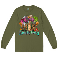 Army Green One hip lunch lady Easter Day Long Sleeve Tee - HowdyJamesFarm