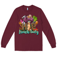 Burgundy One hip lunch lady Easter Day Long Sleeve Tee - HowdyJamesFarm