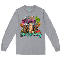 Heather Grey One hip lunch lady Easter Day Long Sleeve Tee - HowdyJamesFarm