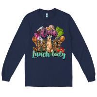 Navy One hip lunch lady Easter Day Long Sleeve Tee - HowdyJamesFarm