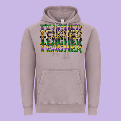 Teacher Mardi Gras Vintage Hoodie Designed By Cowgirlartshop