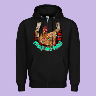 Horseshoe Chicken Zipper Hoodie Designed By Cowhidedigitalart