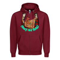 Burgundy horseshoe chicken Zipper Hoodie - CowhideDigitalArt