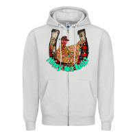 Dove Grey horseshoe chicken Zipper Hoodie - CowhideDigitalArt