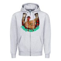 Heather Grey horseshoe chicken Zipper Hoodie - CowhideDigitalArt