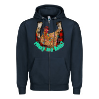 Navy horseshoe chicken Zipper Hoodie - CowhideDigitalArt