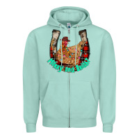 Seafoam horseshoe chicken Zipper Hoodie - CowhideDigitalArt