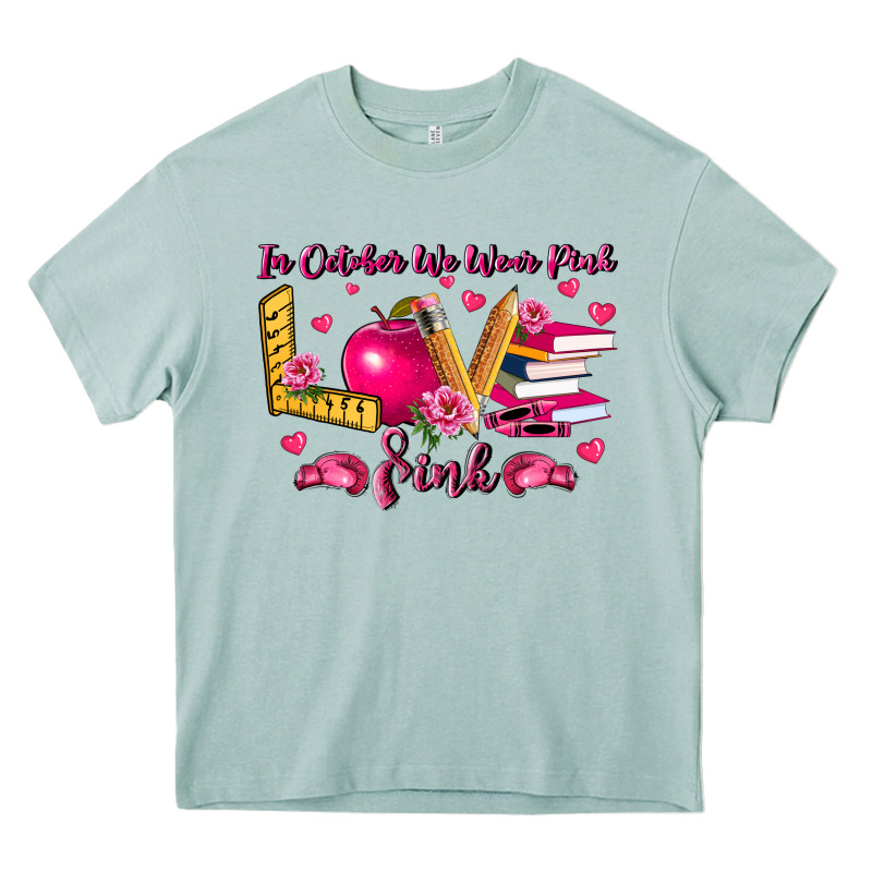 In October We Wear Pink Teacher Heavy Core Tee by LillyAllenDesigns | Teevron
